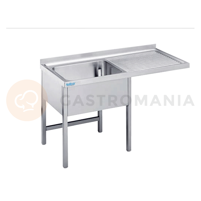 Stôl s jednokomorovým drezom z ľavej strany 1200x600x900 mm, s predĺženým odkvapkávačom a podstavcom s dvierkami | RILLING, AST C612C 1LSF