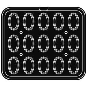 Vložka - forma pre zariadenie COOKMATIC a COOKMATIC SPECIAL na 30 kusov o rozmeroch 77x48x20 mm, ovál | PAVONI, PIASTRAC