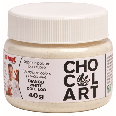 Práškové potravinárske farbivo rozpustné v tuku Chocolart - biele, 40 g  | PAVONI, L08