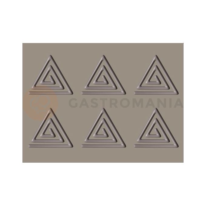 Silikónová forma na chuťovky 6x trojuholníková špirála 135x120x5 mm, 25 ml, 400x300 mm - GG009S | PAVONI, Spirale Triangolo