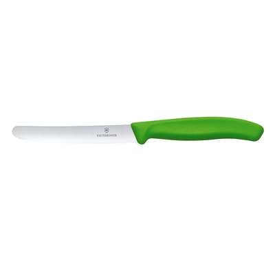 Nôž na paradajky, zúbkovaný so zaoblenou špičkou, 11 cm, zelený | VICTORINOX, Swiss Classic