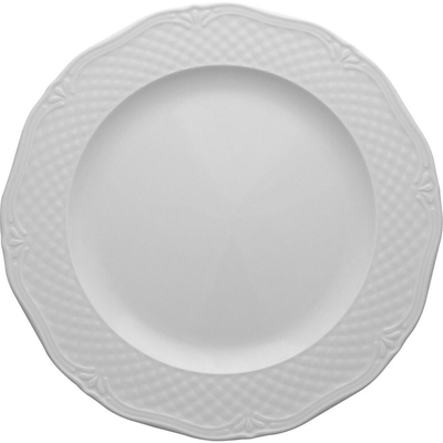 Plytký tanier z bieleho porcelánu o priemere 24 cm | LUBIANA, Afrodyta