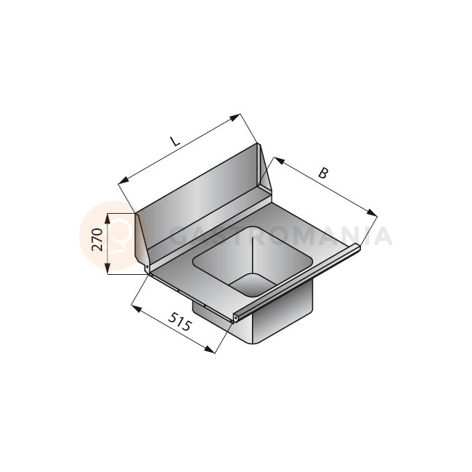 Doska stola s 1 nádržou, 750x635 mm | LOZAMET, LO328/7562