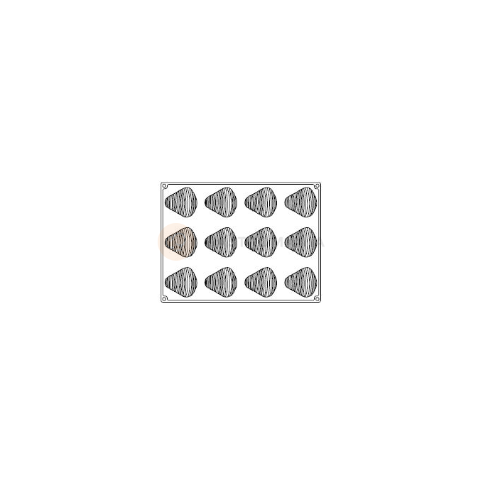 Silikónová forma na chuťovky 12 kusov - mušle, 77x71x35 mm, 90 ml, 400x300 mm - PX4377S | PAVONI, Sfogliatella