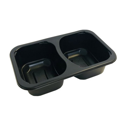 Čierny, 2 - komorový box, vhodný na zatavenie, 178x113x40 mm, 320 ks, hladký | CHEFFY, Matipack Small Catering MAP 2C 40DC