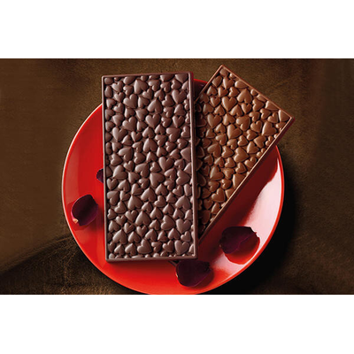Forma na čokoládu a pralinky - tabuľka so srdiečkami, 155x77x9 mm, 85 ml - SCG38 Love Choco Bar | SILIKOMART, EasyChoc