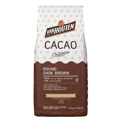 Kakaový prášok (alkalizovaný) - odtučnený Round Dark Brown, 0,75 kg balenie | VAN HOUTEN, DCP-01R102-VH-61V