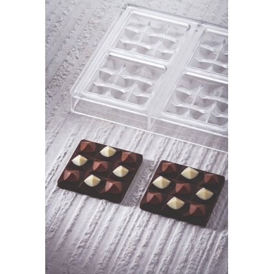 Tritanová forma na čokoládové tabuľky - 6 x 50g, 70x70x14 mm - PC5014FR | PAVONI, Mini Moulin