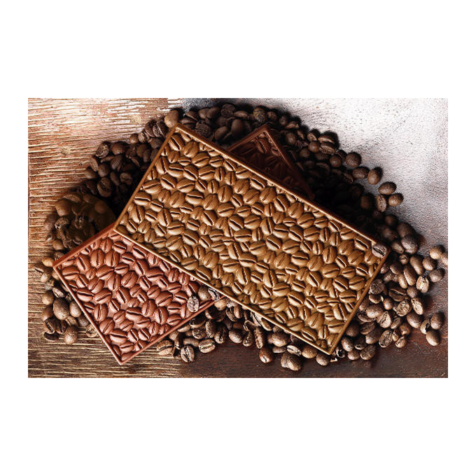 Forma na čokoládu a pralinky - tabuľka s kávovými zrnkami, 155x77x9 mm, 85 ml - SCG39 Coffee Choco Bar | SILIKOMART, EasyChoc