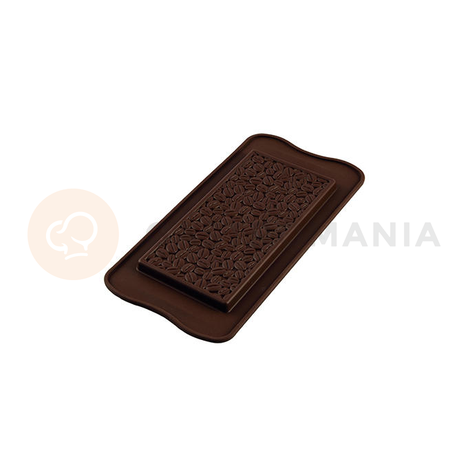 Forma na čokoládu a pralinky - tabuľka s kávovými zrnkami, 155x77x9 mm, 85 ml - SCG39 Coffee Choco Bar | SILIKOMART, EasyChoc