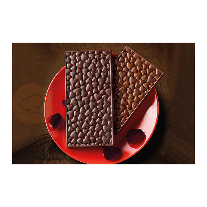 Forma na čokoládu a pralinky - tabuľka so srdiečkami, 155x77x9 mm, 85 ml - SCG38 Love Choco Bar | SILIKOMART, EasyChoc