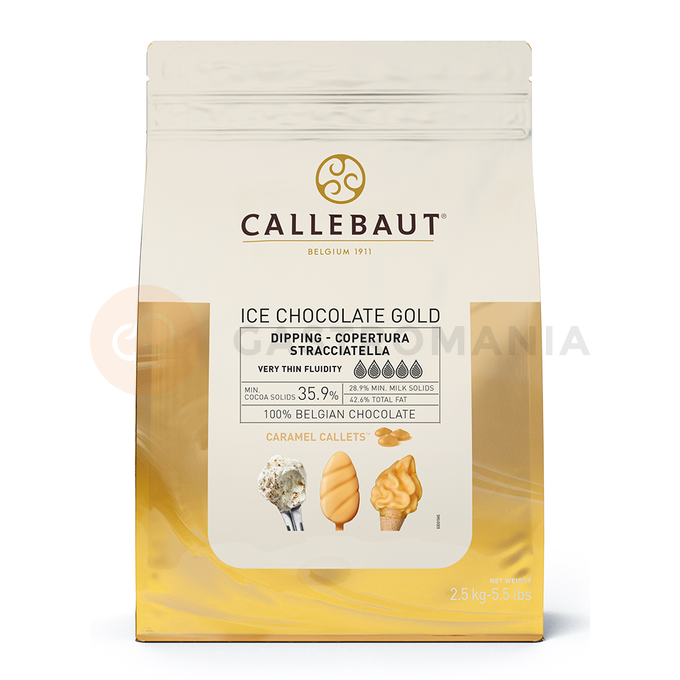 Karamelová čokoláda Gold na zmrzlinu Callets&amp;#x2122; 2,5 kg balenie | CALLEBAUT, ICE-42-GOLD-552