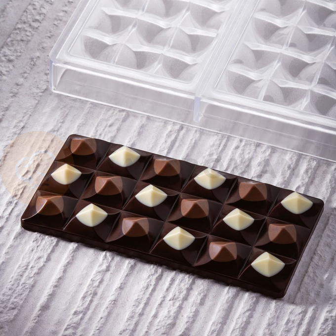 Tritanová forma na čokoládové tabuľky - 3 x 100g, 154x77x8 mm - PC5009FR | PAVONI, Moulin