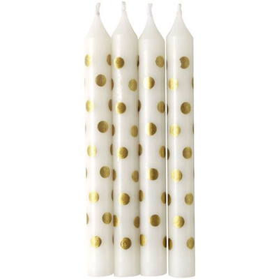 Sviečky na tortu, 12 ks, biele so zlatými bodkami | WILTON, 2811-8946