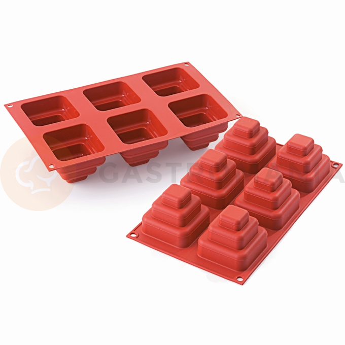Silikónová forma na štvorcové, poschodové mini tortičky, 69x69x60 mm, 6 ks - SF168 | MARTELLATO, Ellipse