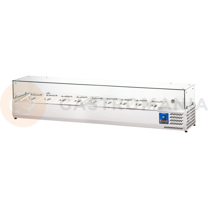 Chladiaca vitrína nastaviteľná so sklom, 2000 mm, 9x GN 1/3 | STALGAST, 834930