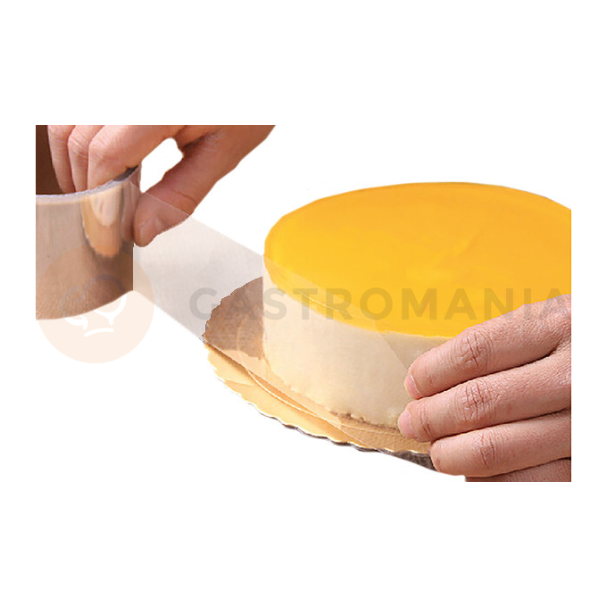 Nepriľnavá páska z PVC ideálna na lemovanie okrajov tort a na výrobu čokoládových dekorácií 25 mm x 10 m | SILIKOMART, 73.491.86.0001