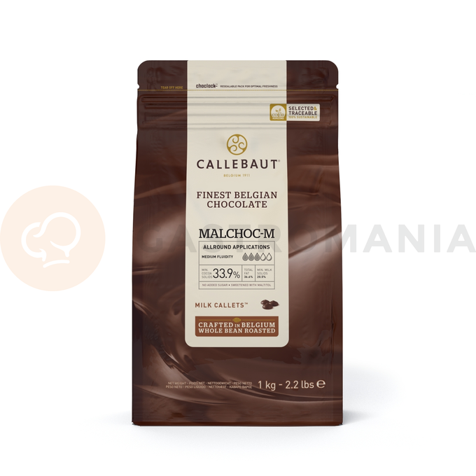 Mliečna čokoláda bez cukru 33,9%, 1 kg balenie | CALLEBAUT, CSM-Q34MAL-EX-U68 MALCHOC-M